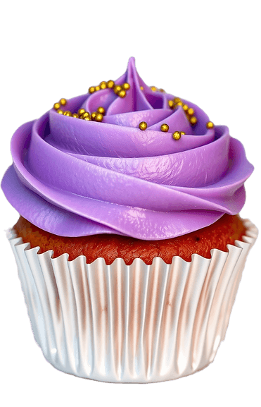 Purple rosette cupcake with gold sprinkles
